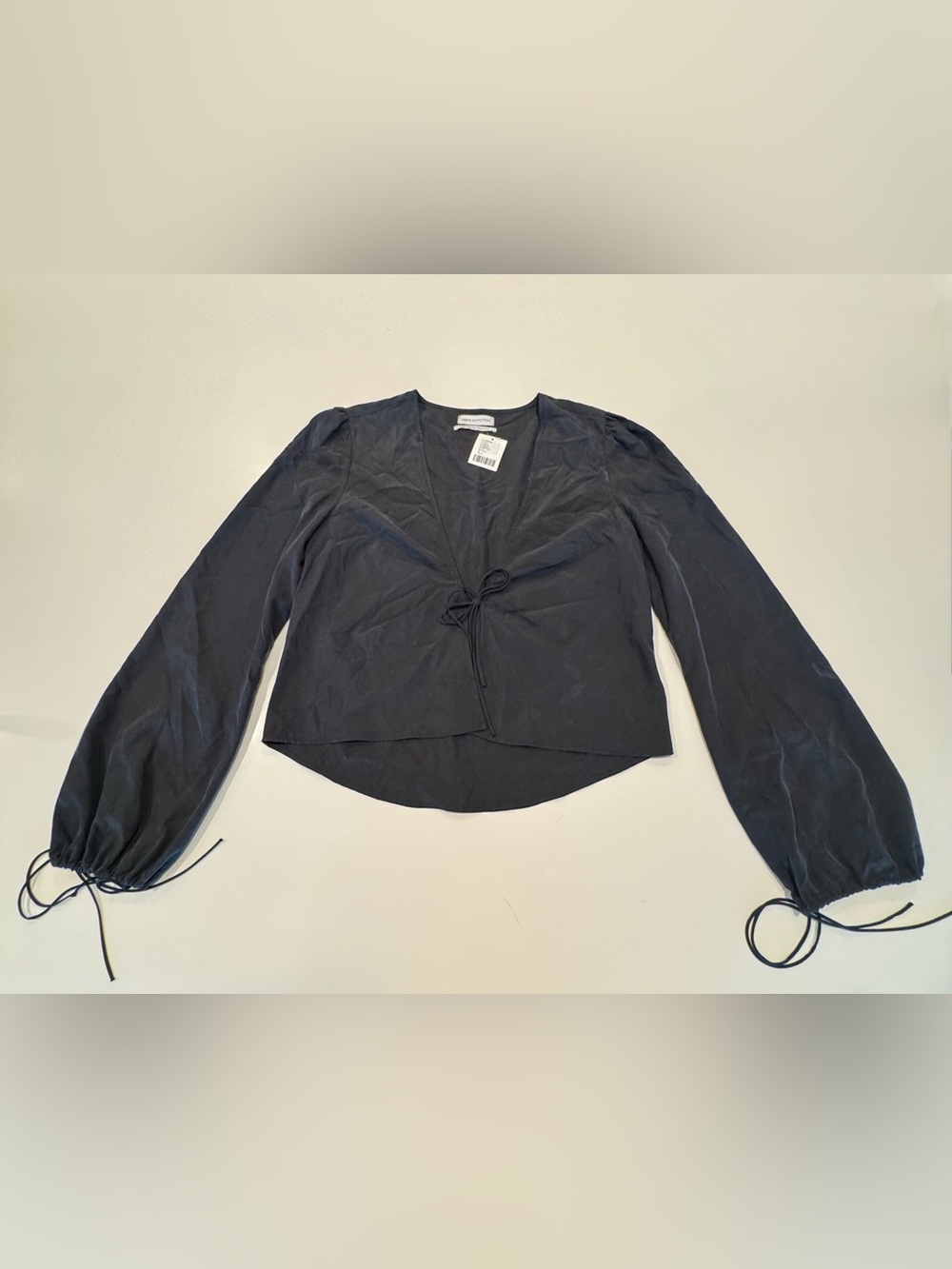 Urban Outfitters Black Tie-Front Long Sleeve Blouse